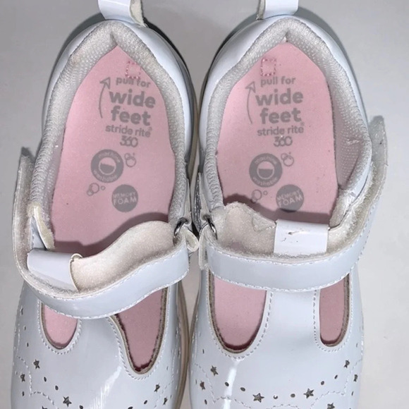 Stride rite size 12 Lacey white patent leather classic Mary Jane star pattern - Picture 7 of 8